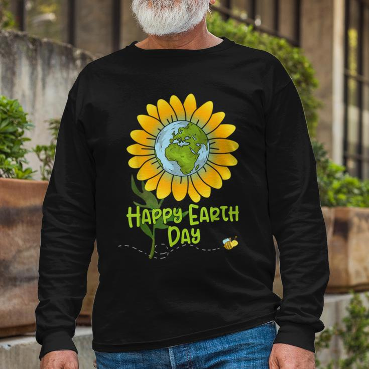 Happy Earth Day Every Day Sunflower Teachers Earth Day Long Sleeve T-Shirt Gifts for Old Men