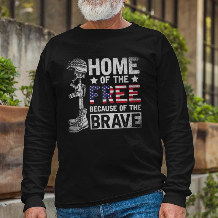 Home Of The Free Because Of The Brave Proud Veteran Soldier Long Sleeve T-Shirt T-Shirt Gifts for Old Men