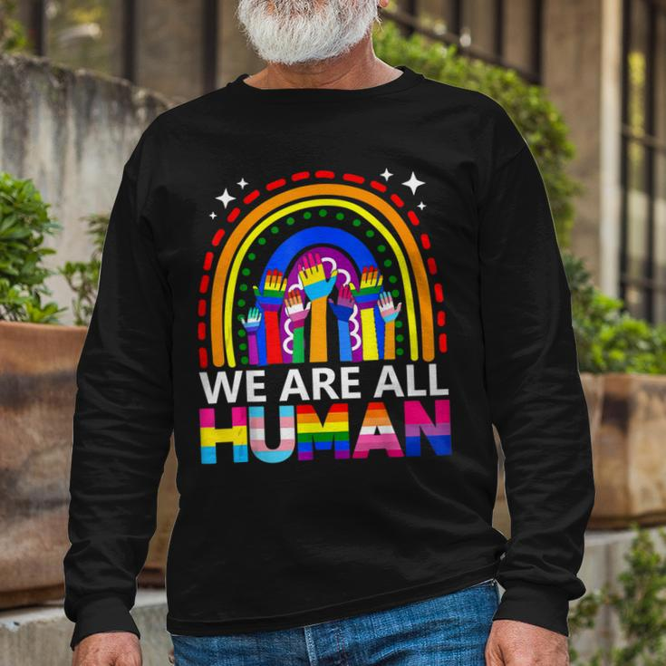 Human Lgbt Flag Gay Pride Month Transgender Rainbow Lesbian Long Sleeve T-Shirt T-Shirt Gifts for Old Men