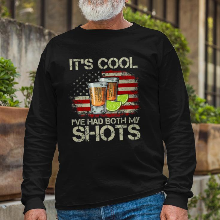 Its Cool Ive Had Both My Shots American Flag 4Th Of July Long Sleeve T-Shirt T-Shirt Gifts for Old Men