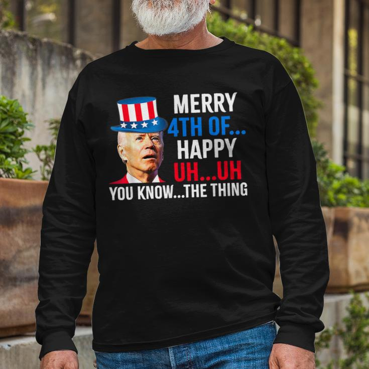 Joe Biden Confused Merry Happy 4Th Of July Long Sleeve T-Shirt Gifts for Old Men