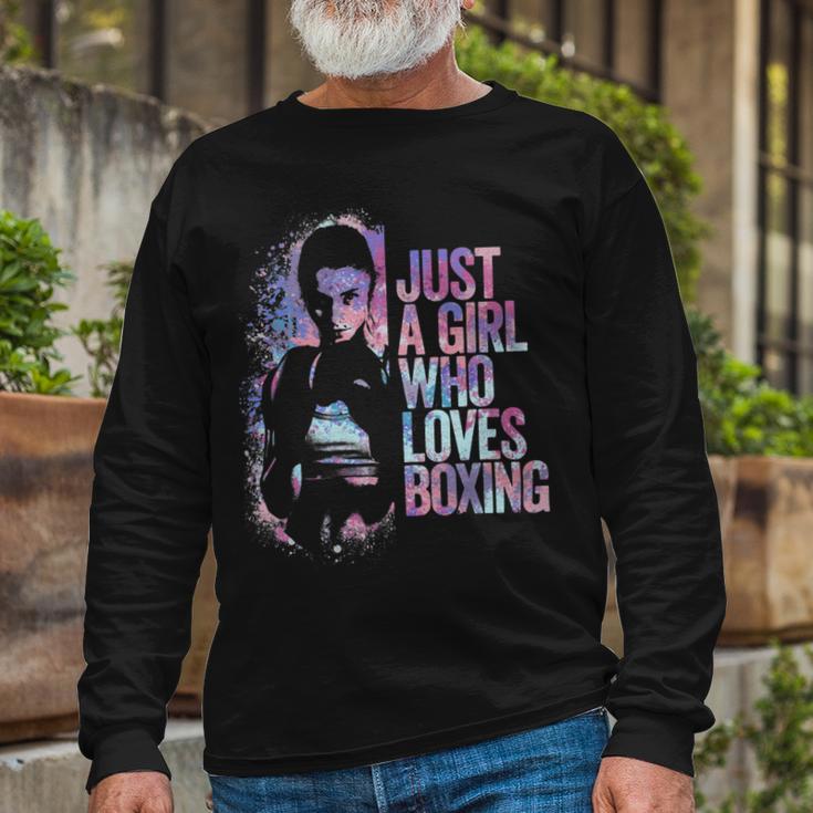 Just A Girl Who Loves Boxing Ink Splatter Unisex Long Sleeve Gifts for Old Men