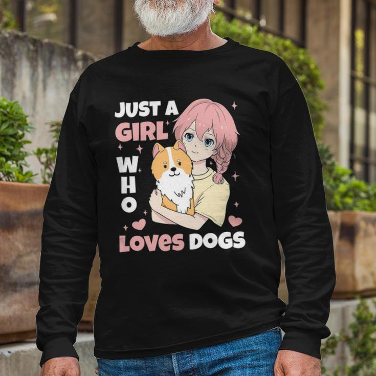 Just A Girl Who Loves Dogs Cute Corgi Lover Outfit & Apparel Long Sleeve T-Shirt T-Shirt Gifts for Old Men