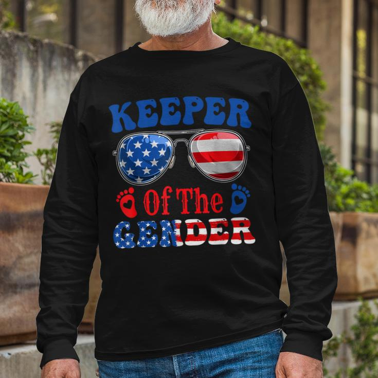 Keeper Of The Gender 4Th Of July Baby Gender Reveal Long Sleeve T-Shirt T-Shirt Gifts for Old Men