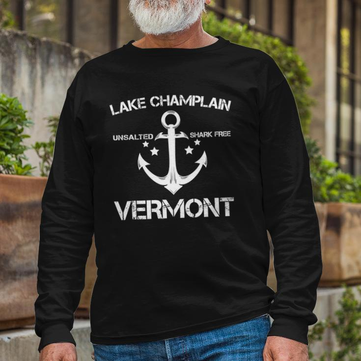 Lake Champlain Vermont Fishing Camping Summer Long Sleeve T-Shirt T-Shirt Gifts for Old Men