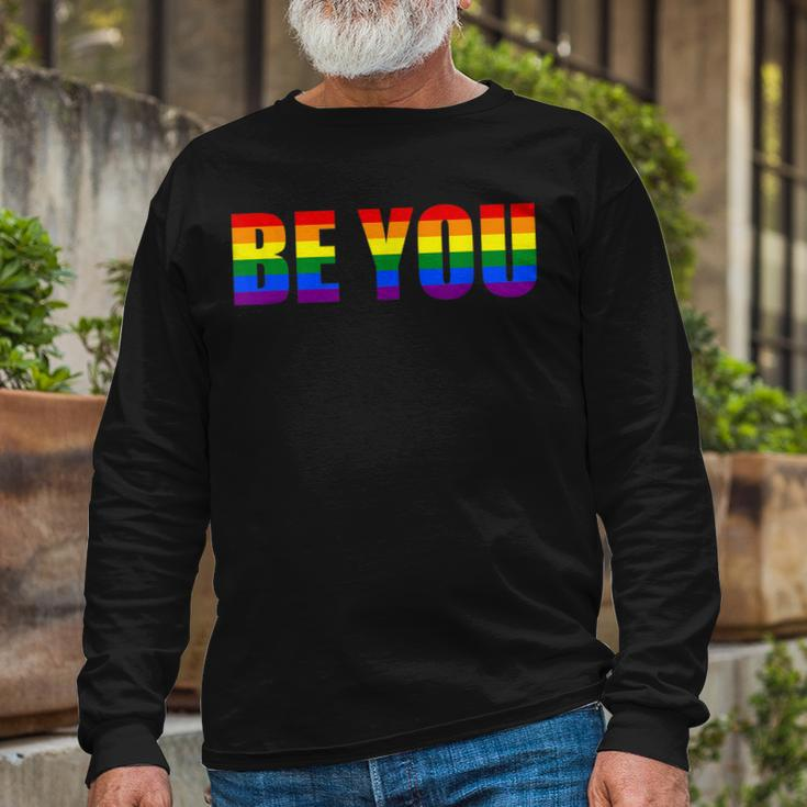 Be You Lgbt Flag Gay Pride Month Transgender Long Sleeve T-Shirt Gifts for Old Men