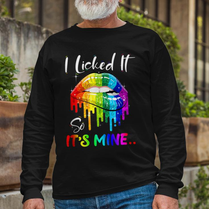I Licked It So Its Mine Lesbian Gay Pride Lgbt Flag Long Sleeve T-Shirt T-Shirt Gifts for Old Men