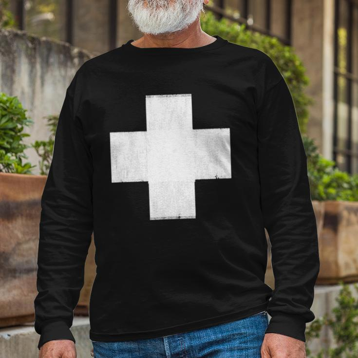 Lightly Weathered Peace Christ White Cross Paint On Various Long Sleeve T-Shirt T-Shirt Gifts for Old Men