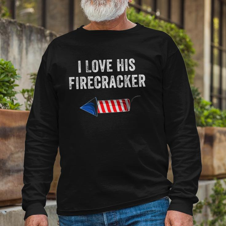 I Love His Firecracker Matching Couple 4Th Of July Wife Gf Long Sleeve T-Shirt T-Shirt Gifts for Old Men