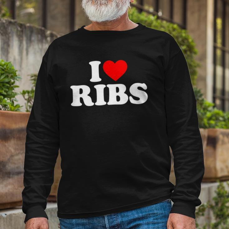 I Love Ribs I Heart Ribs Food Lover Long Sleeve T-Shirt T-Shirt Gifts for Old Men