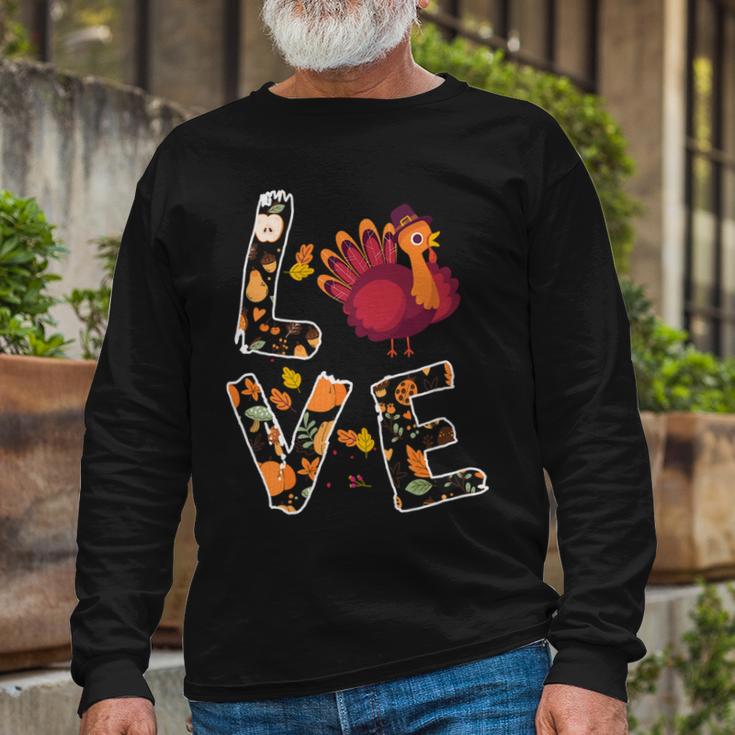 Love Turkey Thanksgiving Happy Fall 20 Shirt Unisex Long Sleeve Gifts for Old Men