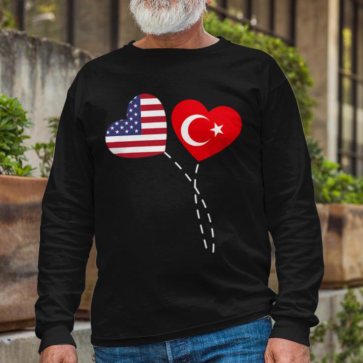 Loving Usa Turkey Flag Heart Turkish 13 Shirt Unisex Long Sleeve Gifts for Old Men