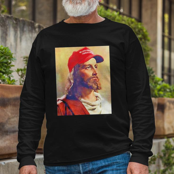 Maga Jesus Is King Ultra Maga Donald Trump Long Sleeve T-Shirt T-Shirt Gifts for Old Men