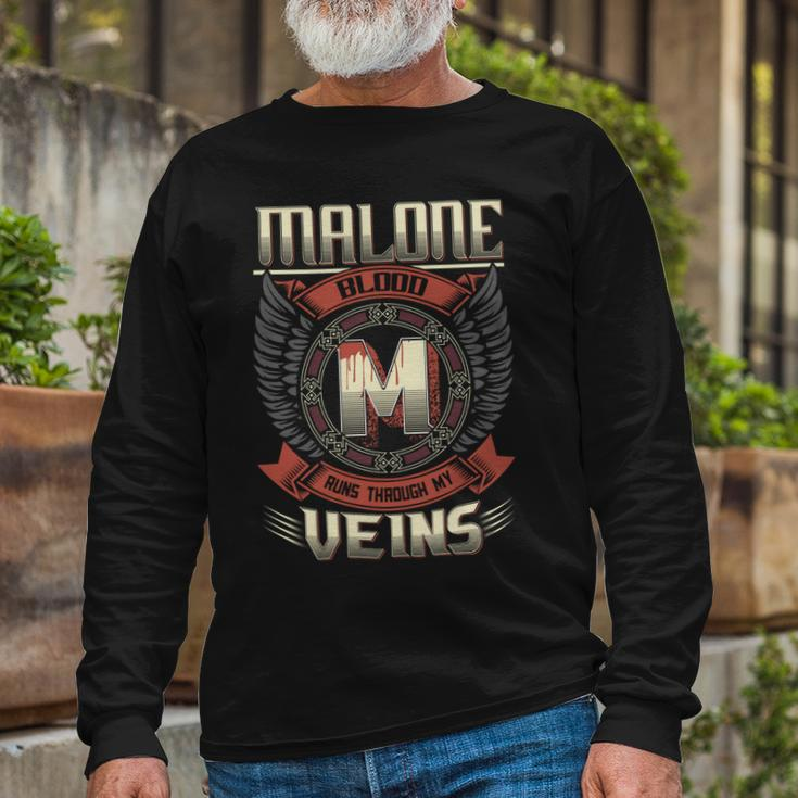 Malone Blood Run Through My Veins Name V9 Long Sleeve T-Shirt Gifts for Old Men
