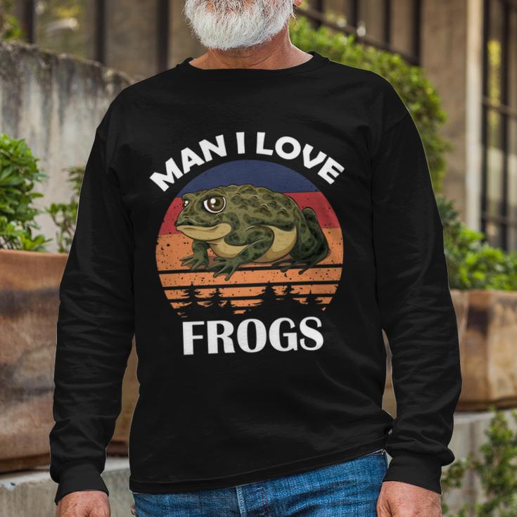 Man I Love Frogs Funny Retro Frog Unisex Long Sleeve Gifts for Old Men