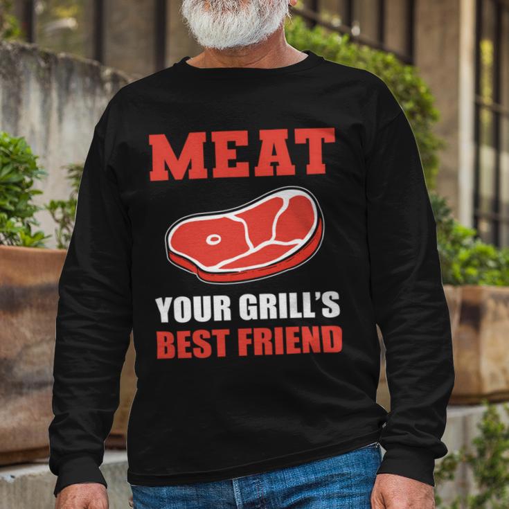 Meat Your Grill’S Best Friend Butcher Chef Cook Bbq Unisex Long Sleeve Gifts for Old Men