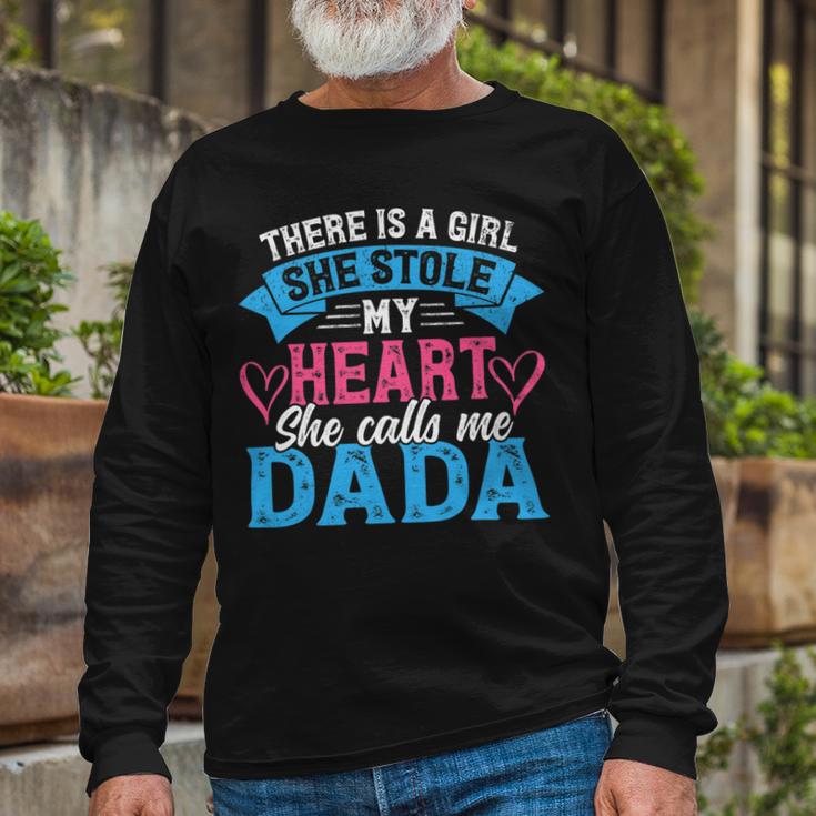 Mens Funny Fathers Day Shirt A Girl She Calls Me Dada Grandpa 7 Shirt Unisex Long Sleeve Gifts for Old Men