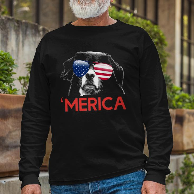 Merica Bernese Mountain Dog American Flag 4Th Of July Long Sleeve T-Shirt T-Shirt Gifts for Old Men