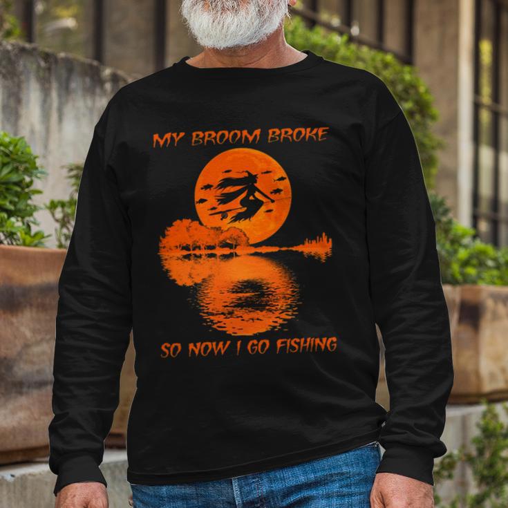 My Broom Broke So Now I Go Fishing 56 Shirt Unisex Long Sleeve Gifts for Old Men