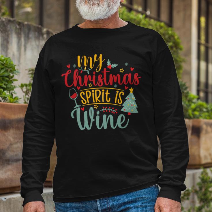 My Christmas Spirit Is Wine Funny 555 Shirt Unisex Long Sleeve Gifts for Old Men