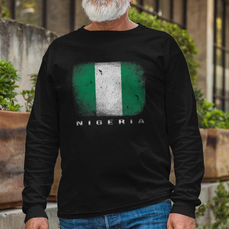 Nigeria Nigerian Flag Souvenir Long Sleeve T-Shirt Gifts for Old Men