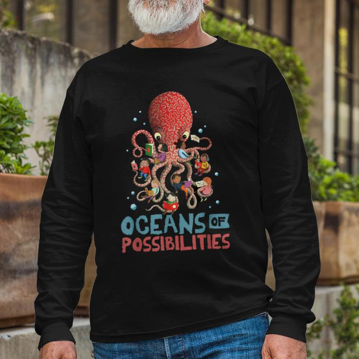 Oceans Of Possibilities Summer Reading 2022 Octopus Long Sleeve T-Shirt Gifts for Old Men