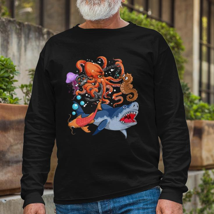 Octopus Jellyfish Seahorse Shark Zookeeper Ocean Animal Long Sleeve T-Shirt T-Shirt Gifts for Old Men