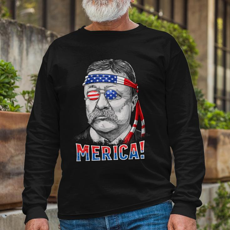 Theodore Roosevelt Merica 4Th July Men Usa Us President Long Sleeve T-Shirt Gifts for Old Men