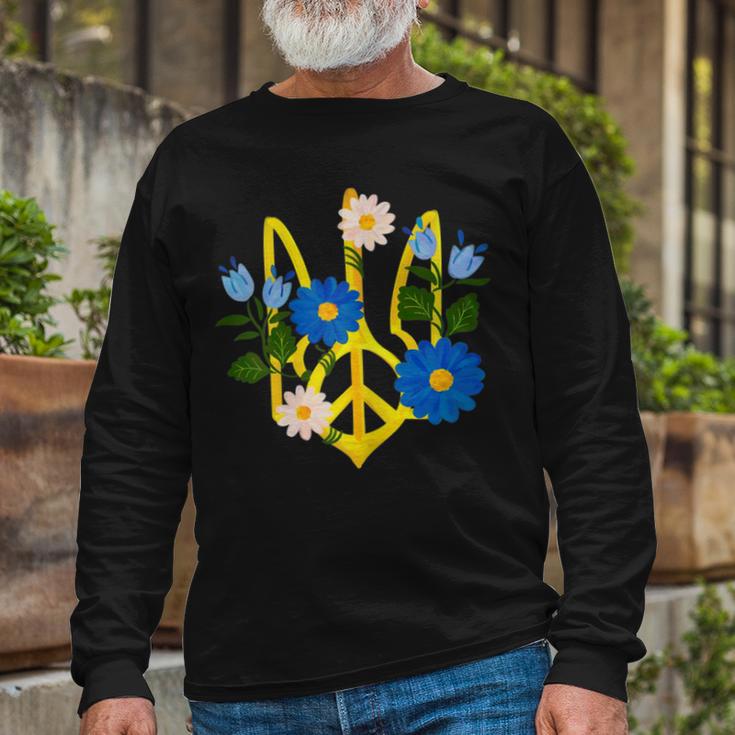 Peace In The Crest Of Ukraine Peace And Solidarity For Ukraine Unisex Long Sleeve Gifts for Old Men