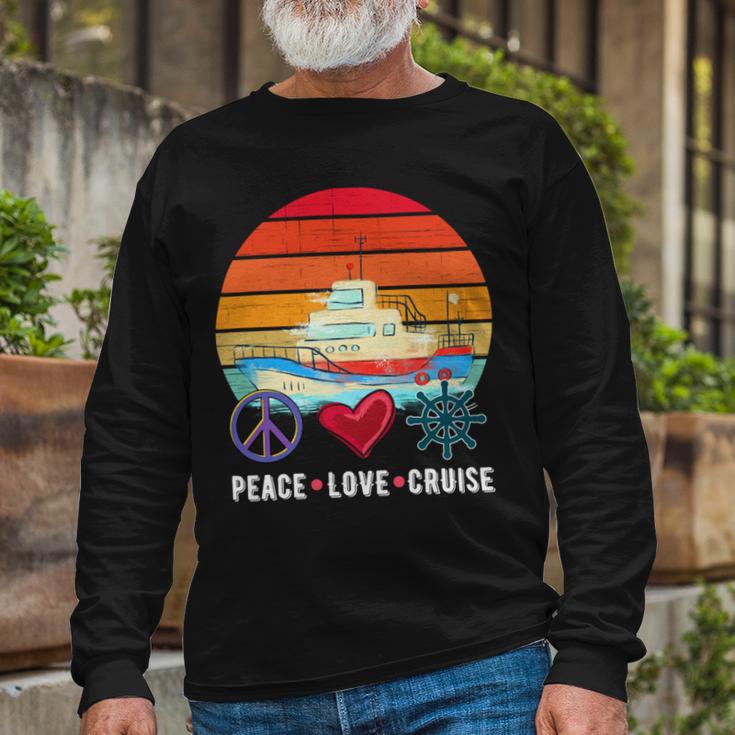 Peace Love Cruising Family Cruise Vacation Matching Gift V2 Unisex Long Sleeve Gifts for Old Men