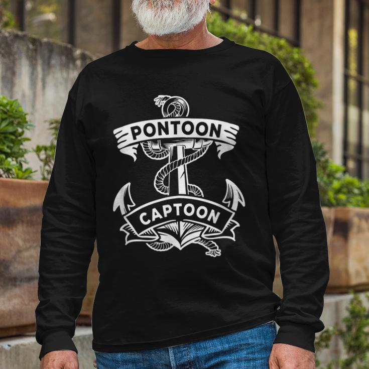 Pontoon Boat Anchor Captain Captoon Long Sleeve T-Shirt Gifts for Old Men