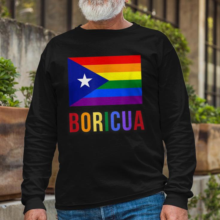 Puerto Rico Boricua Gay Pride Lgbt Rainbow Wepa Long Sleeve T-Shirt T-Shirt Gifts for Old Men