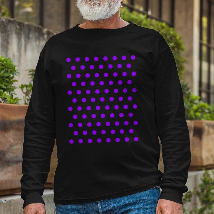 Purple And White Polka Dots Long Sleeve T-Shirt Gifts for Old Men