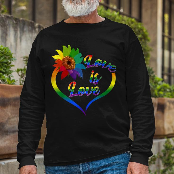 Rainbow Sunflower Love Is Love Lgbt Gay Lesbian Pride V2 Long Sleeve T-Shirt T-Shirt Gifts for Old Men