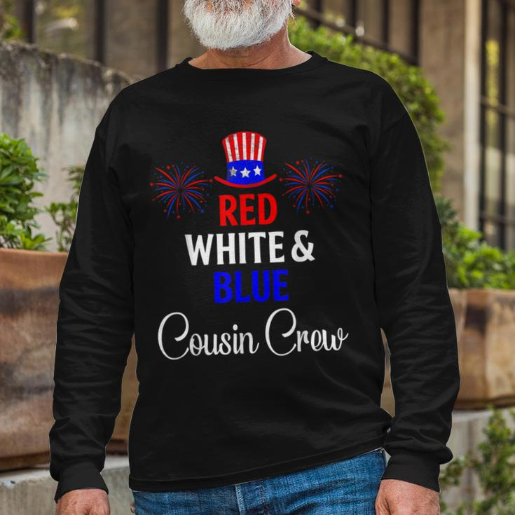 Red White & Blue Cousin Crew 4Th Of July Firework Matching Long Sleeve T-Shirt Gifts for Old Men
