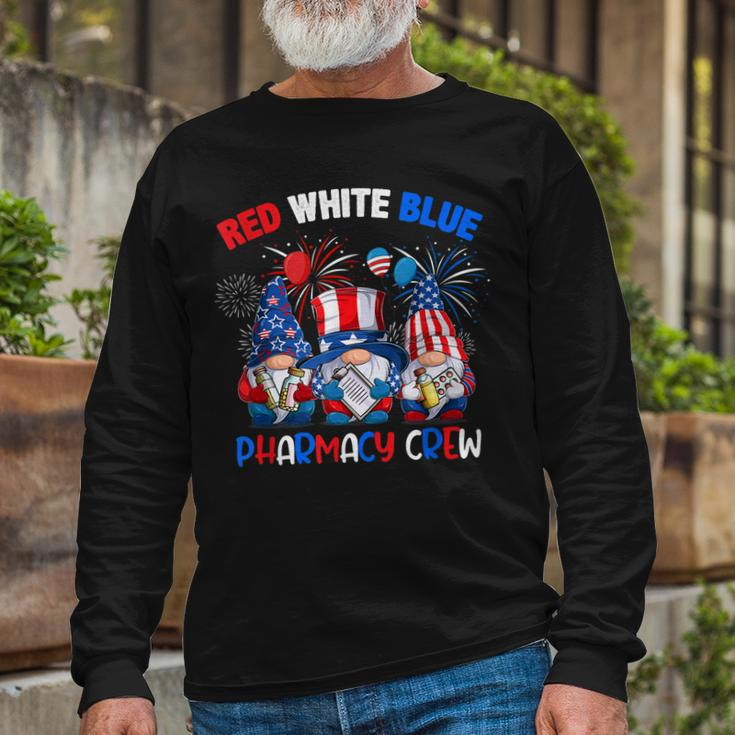 Red White Blue American Pharmacy Crew Gnome 4Th Of July Long Sleeve T-Shirt Gifts for Old Men