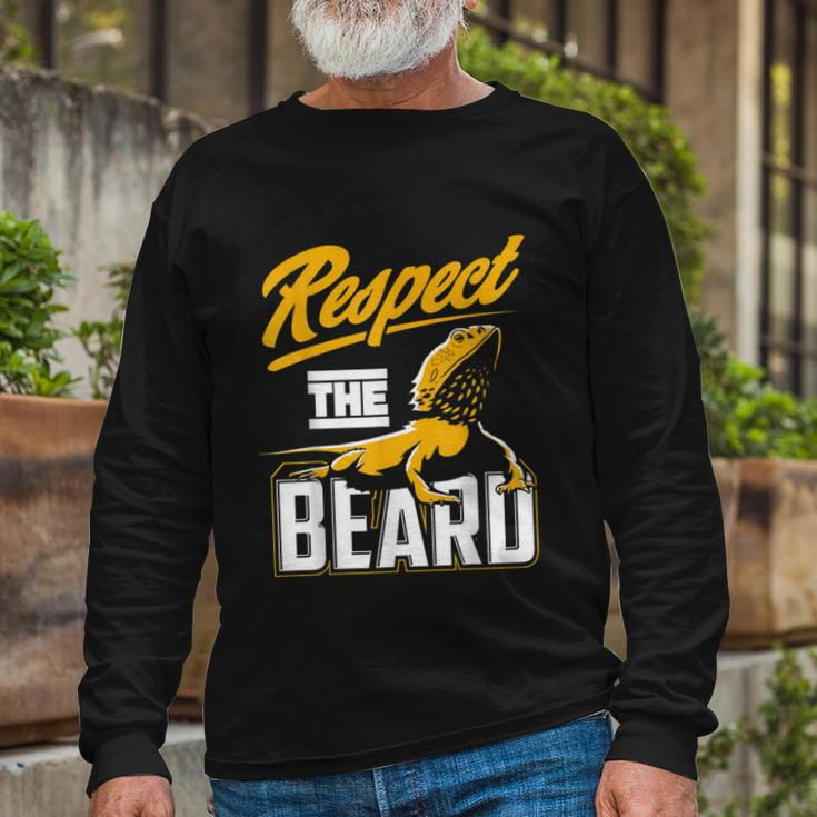 Respect The Beard Pogona & Bearded Dragon Long Sleeve T-Shirt Gifts for Old Men