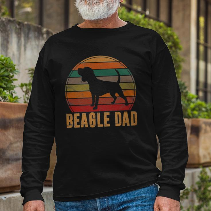 Retro Beagle Dad Dog Owner Pet Tricolor Beagle Father Long Sleeve T-Shirt T-Shirt Gifts for Old Men