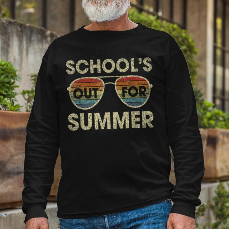 Retro Last Day Of School Schools Out For Summer Teacher V2 Long Sleeve T-Shirt T-Shirt Gifts for Old Men
