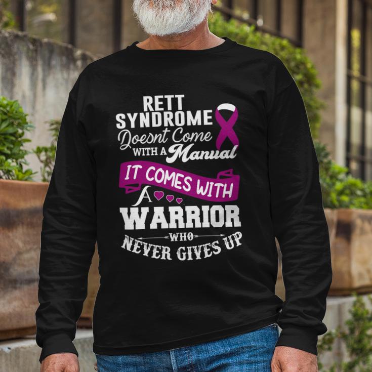 Rett Syndrome Doesnt Come With A Manual It Comes With A Warrior Who Never Gives Up Purple Ribbon Rett Syndrome Rett Syndrome Awareness Unisex Long Sleeve Gifts for Old Men