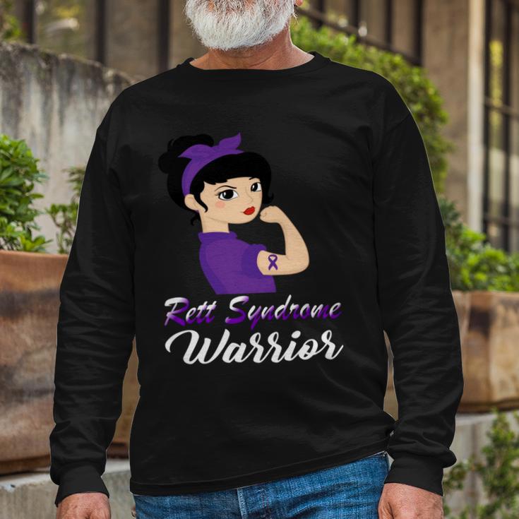 Rett Syndrome Warrior Purple Women Purple Ribbon Rett Syndrome Rett Syndrome Awareness Unisex Long Sleeve Gifts for Old Men