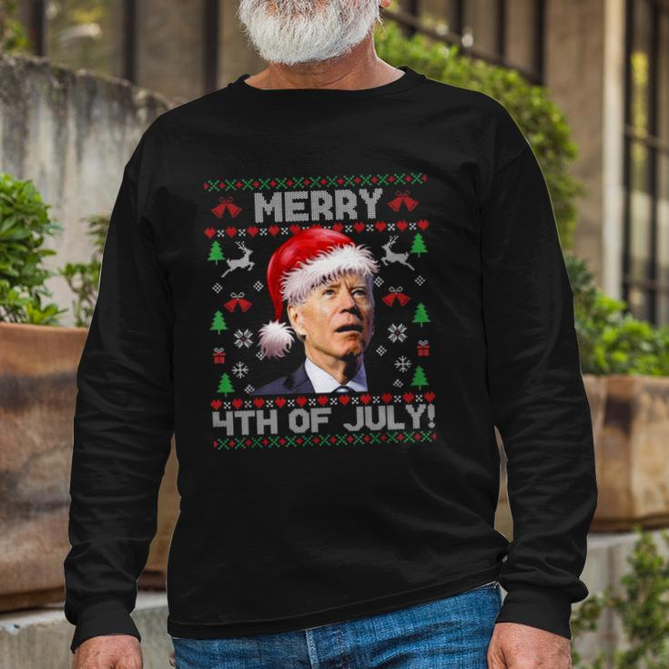 Santa Joe Biden Merry 4Th Of July Ugly Christmas Long Sleeve T-Shirt T-Shirt Gifts for Old Men