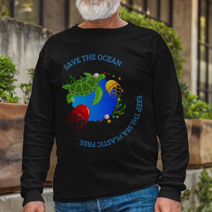 Save The Ocean Keep The Sea Plastic Free Unisex Long Sleeve Gifts for Old Men