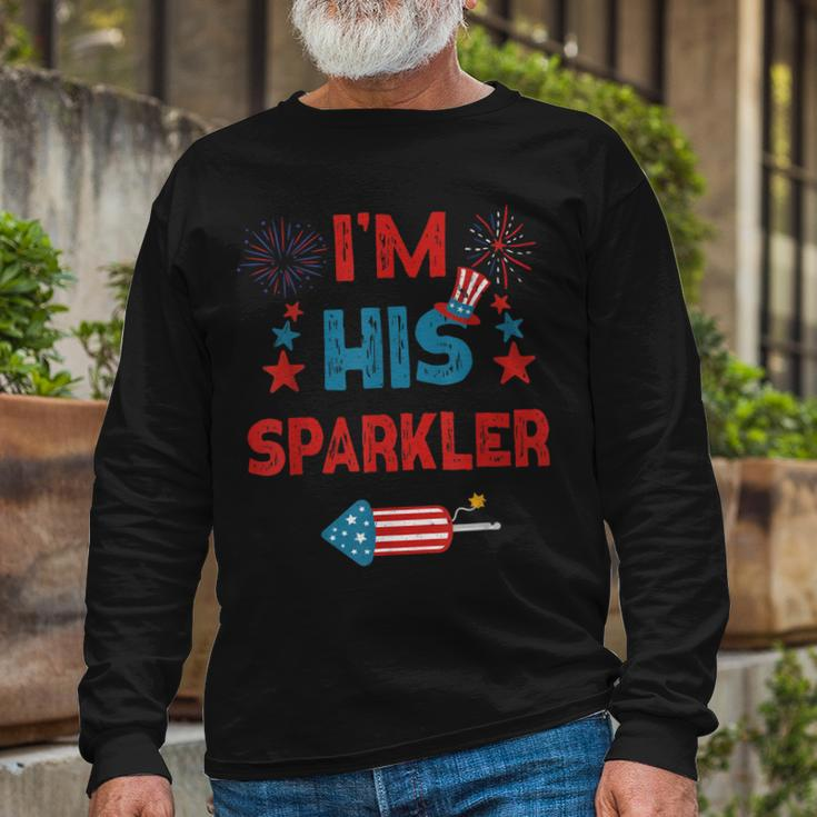 Im His Sparkler 4Th Of July Fireworks Matching Couples Long Sleeve T-Shirt Gifts for Old Men