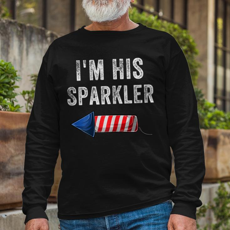 Im His Sparkler His And Her 4Th Of July Matching Couples Long Sleeve T-Shirt Gifts for Old Men