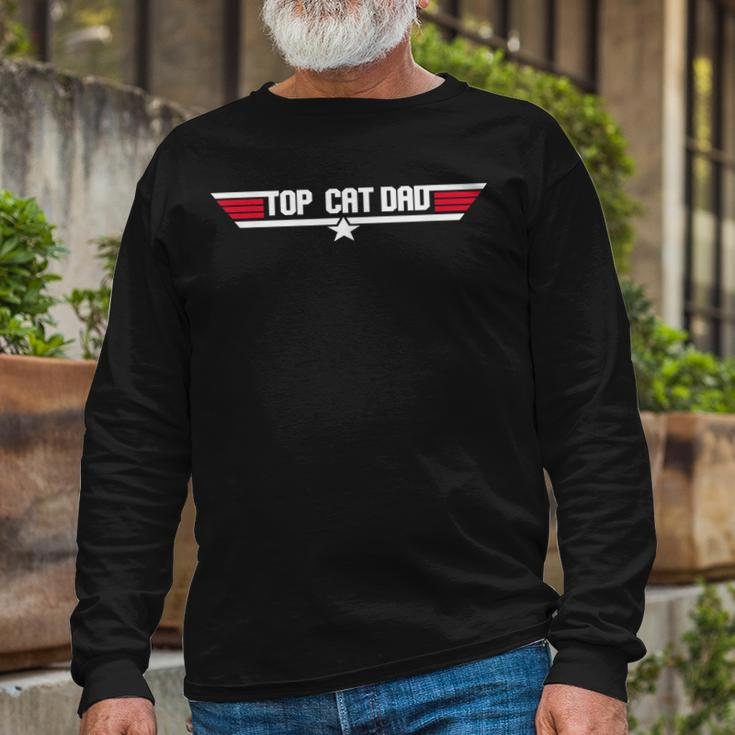 Top Cat Dad Cat Father 80S Fathers Day Long Sleeve T-Shirt Gifts for Old Men