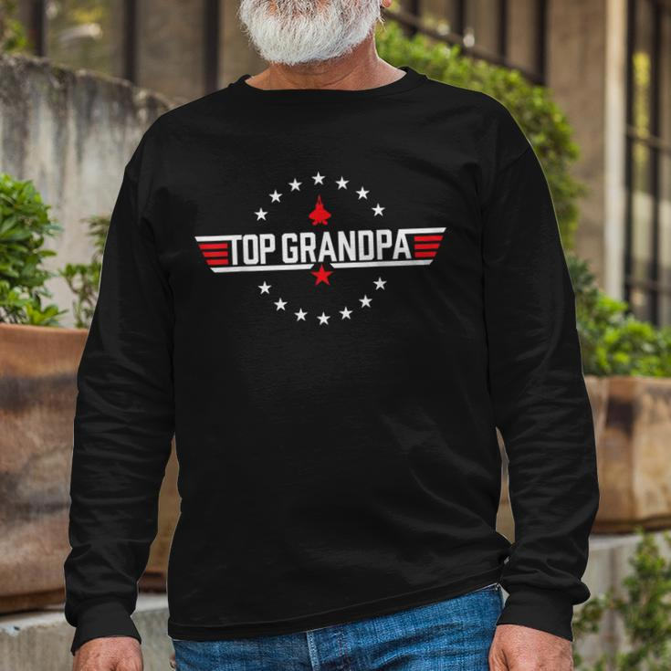 Top Grandpa Birthday Gun Jet Fathers Day 80S Dad Long Sleeve T-Shirt Gifts for Old Men