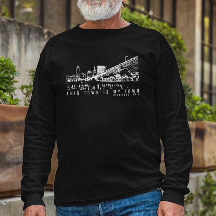 This Town Is My Town Cleveland Skyline Long Sleeve T-Shirt T-Shirt Gifts for Old Men