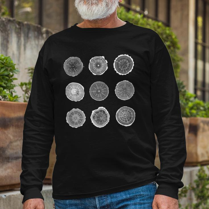 Tree Trunk Pattern Tree Forest Growth Rings Long Sleeve T-Shirt T-Shirt Gifts for Old Men