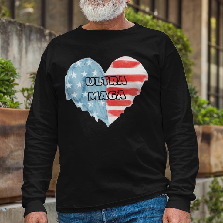 Ultra Maga And Proud Of It American Flag Vote Red Unisex Long Sleeve Gifts for Old Men